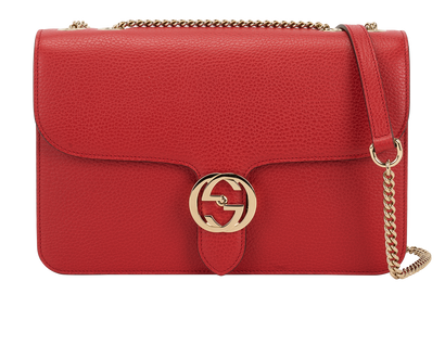 Interlocking GG Shoulder, &pound;650, Handbags, Red, Leather, Front view